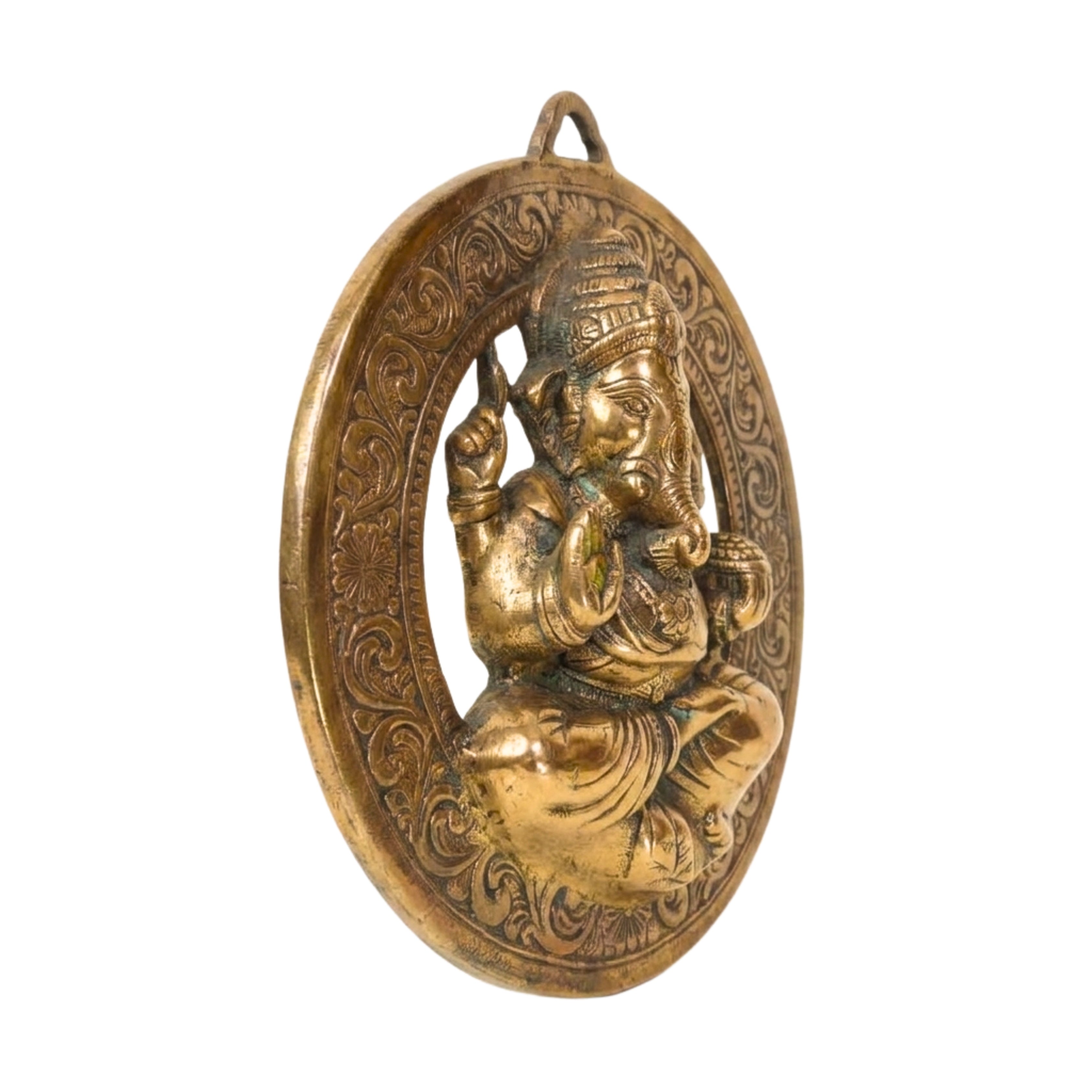 Antique Lord Ganesha Wall Hanging on Peepal Leaf G-2-A