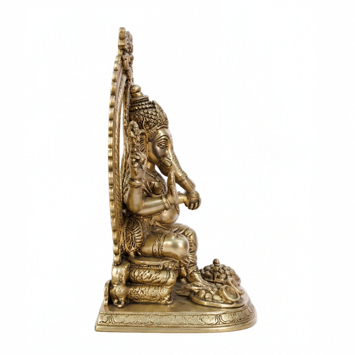 Premium Heavy Pure Brass Lord Ganesha Idol with Prabhavali Arch (40cm x 33.3cm) – 13kg Large Seated Ganesh Murti for Home Entrance, Pooja Mandir, and Luxury Corporate Gifting BR-315-A