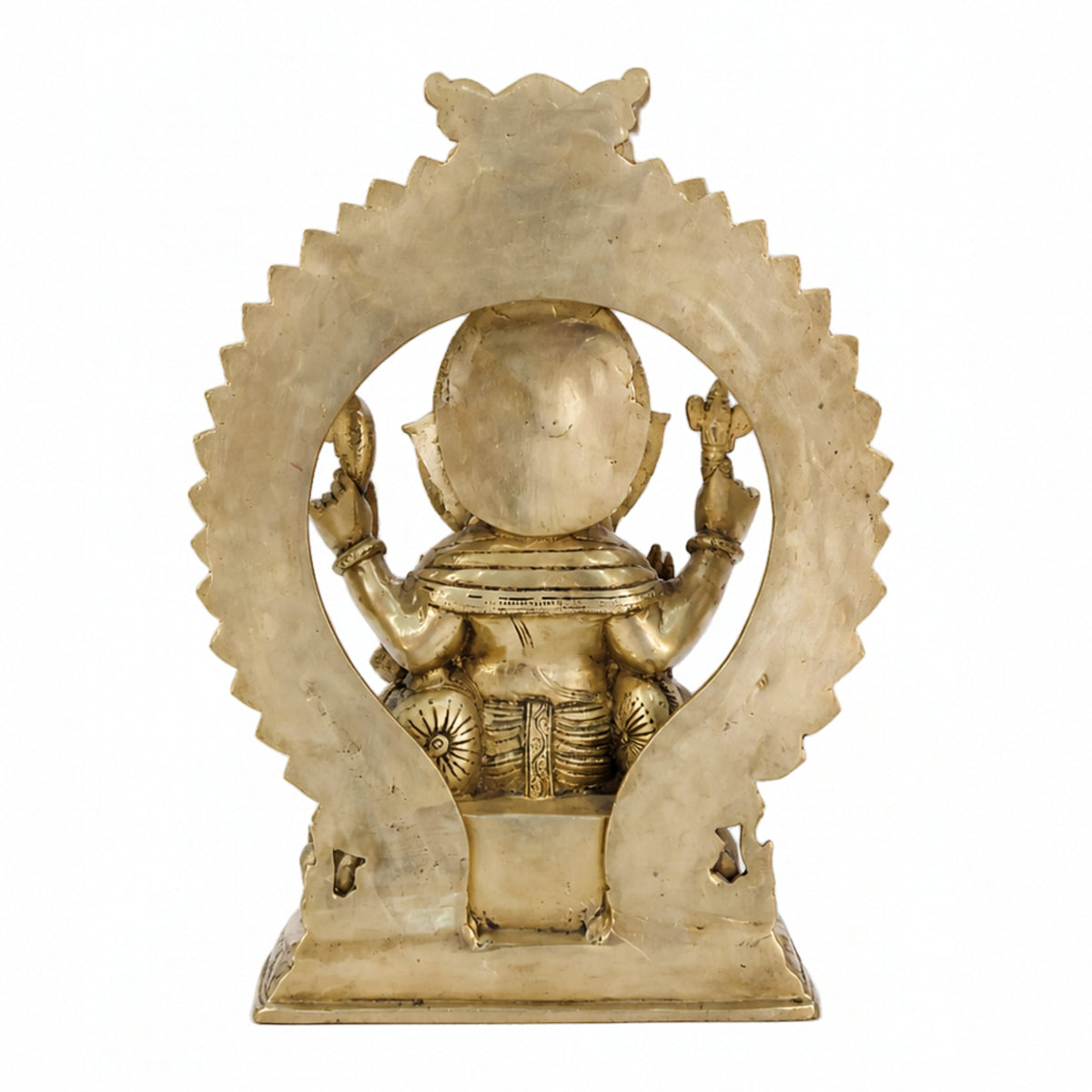 Premium Heavy Pure Brass Lord Ganesha Idol with Prabhavali Arch (40cm x 33.3cm) – 13kg Large Seated Ganesh Murti for Home Entrance, Pooja Mandir, and Luxury Corporate Gifting BR-315-A