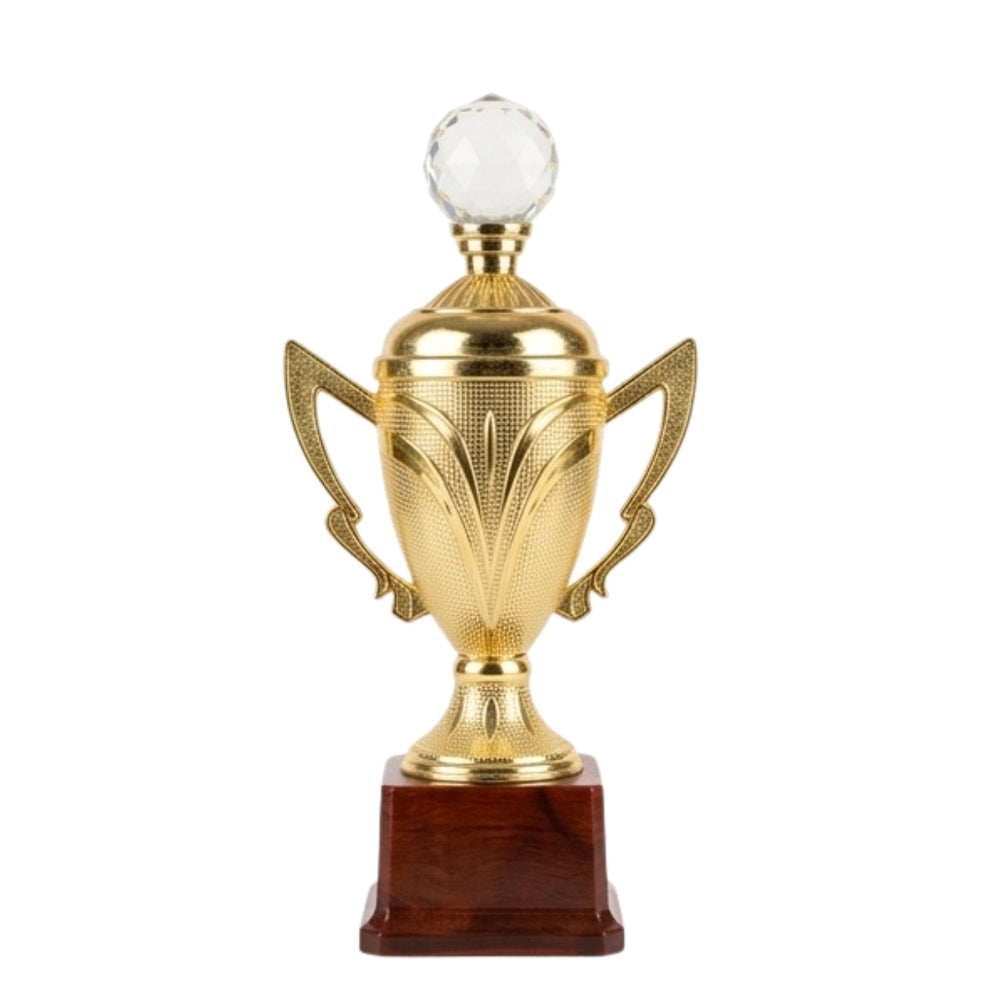 Elegance Gold-Plated Fiber Trophy with Crystal Ball Finial M-172-A