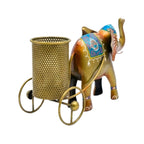 Artisanal Metal Elephant Figurine Pen Holder – Cultural Tabletop Decor & Premium Executive Gift I-205-A