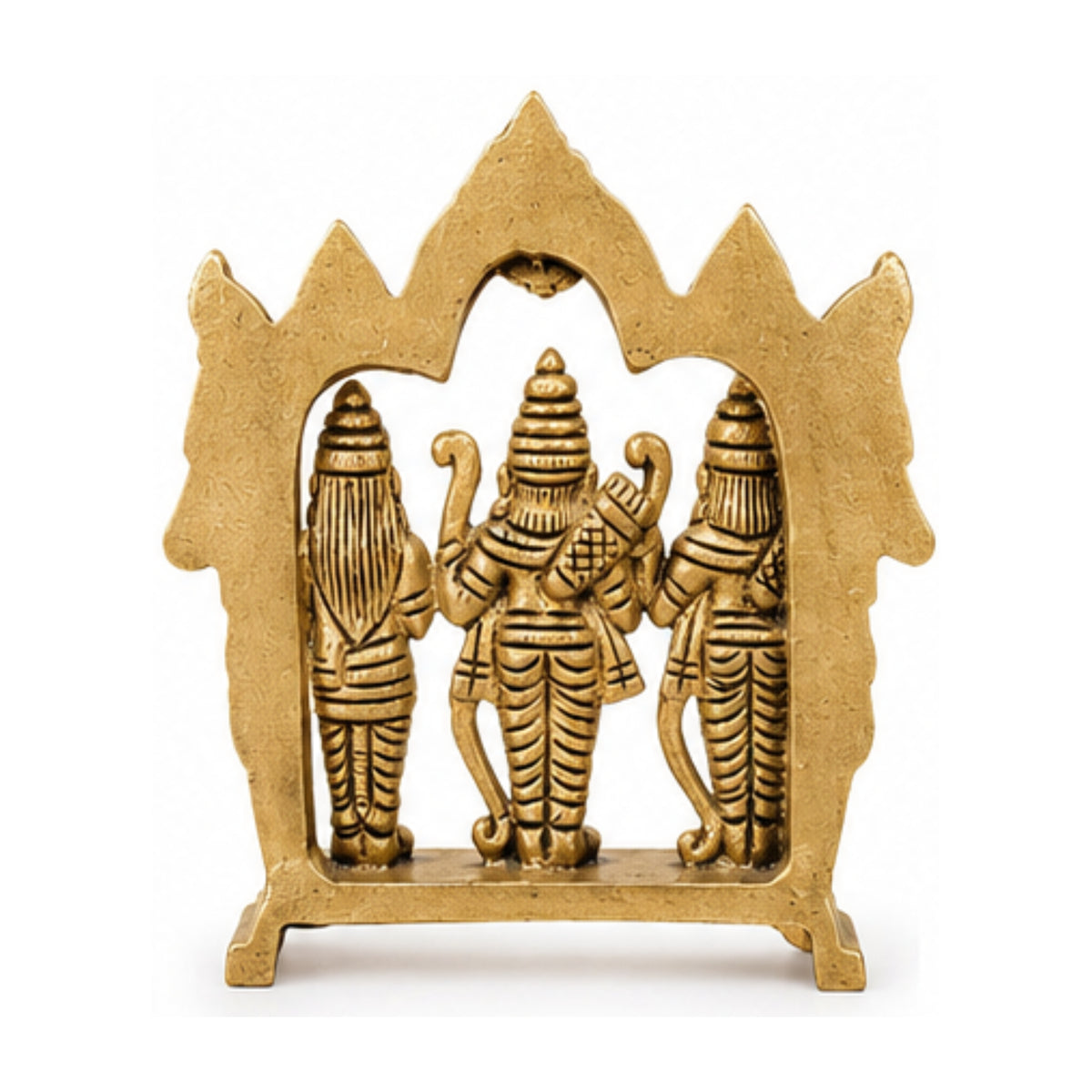 Antique Pure Brass Ram Darbar Idol with Traditional Arch – Handcrafted Shri Ram, Lakshman, Sita, and Hanuman Murti for Home Temple, Mandir Pooja, and Festive Gifting BR-361-A