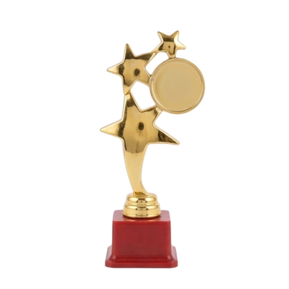 Premium Triple-Star Gold Fiber Trophy Set with Customizable Circular Disc M-98
