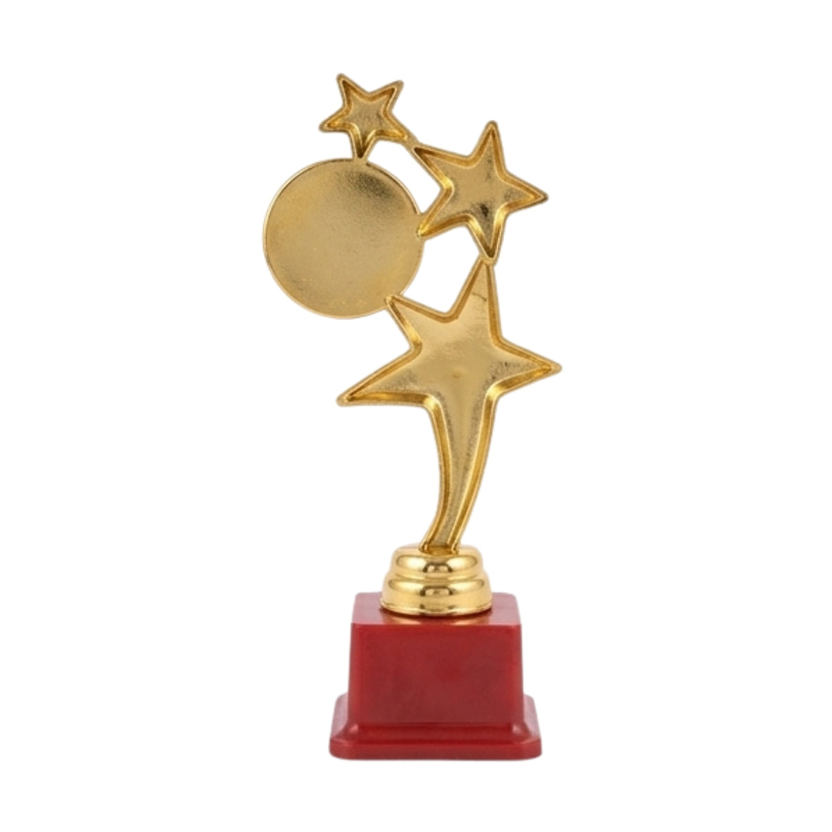 Premium Triple-Star Gold Fiber Trophy Set with Customizable Circular Disc M-98