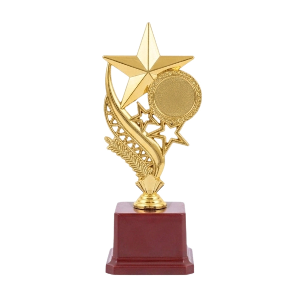Stellar Achievement Gold Fiber Trophy with Custom Circular Insert M-422-B