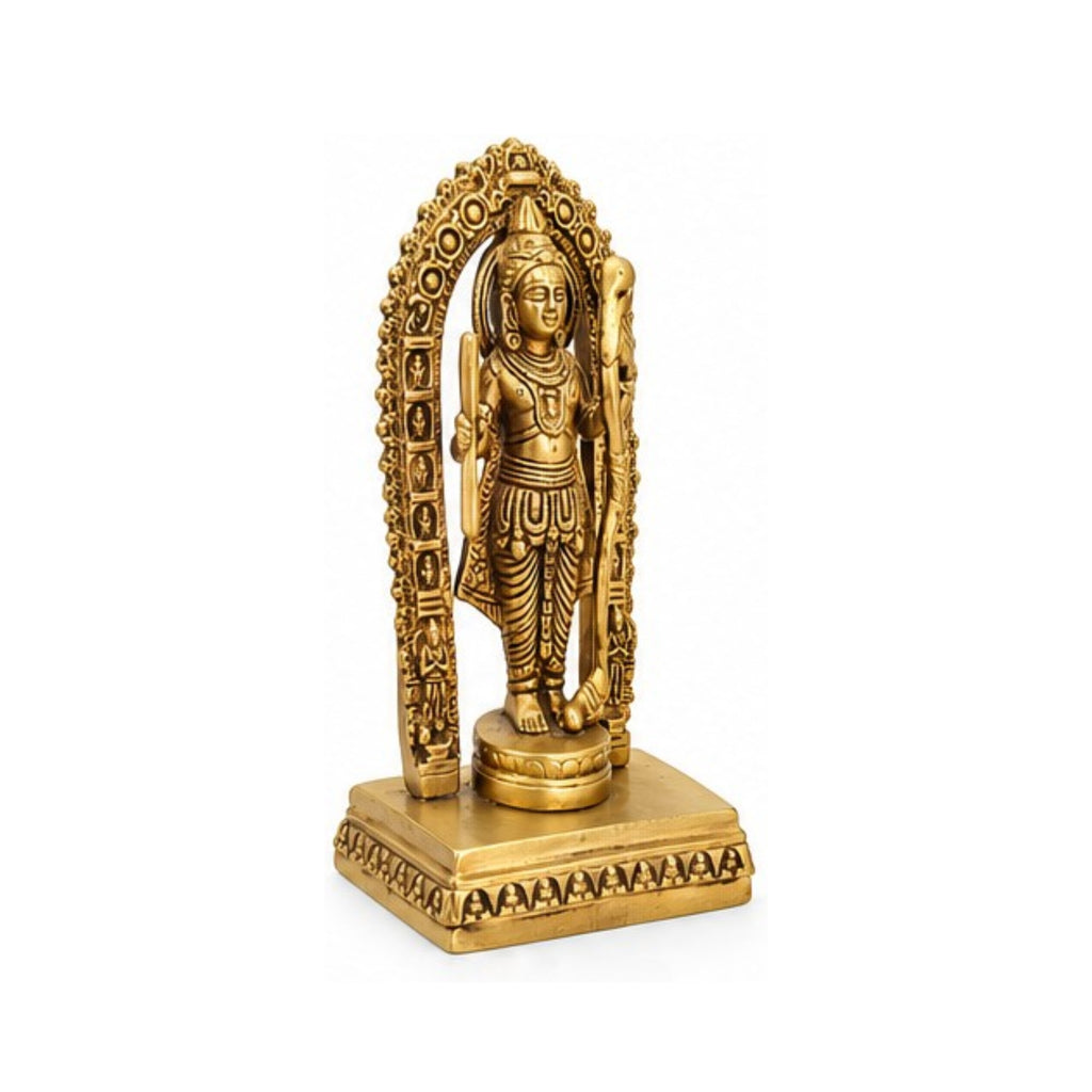 Premium Brass Ram Lalla Idol with Prabhavali Arch – Handcrafted Ayodhya Bal Swarup Statue for Home Mandir, Pooja & Decor  BR-19-B