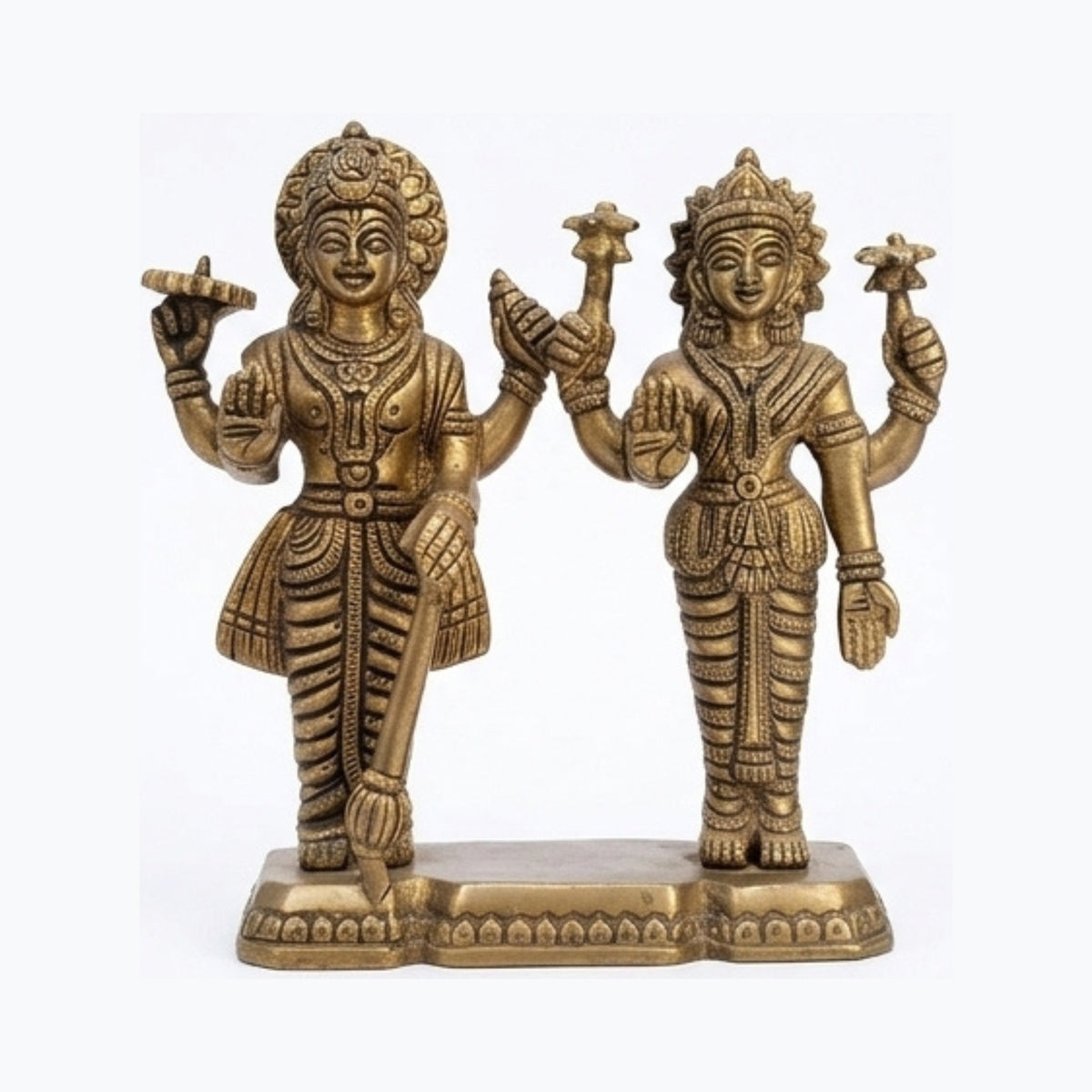Premium Brass Lakshmi Narayana Idol (15.5 cm, 1.535 kg) – Handcrafted Lord Vishnu and Goddess Lakshmi Statue for Home Mandir, Pooja & Auspicious Gifting BR-17-A