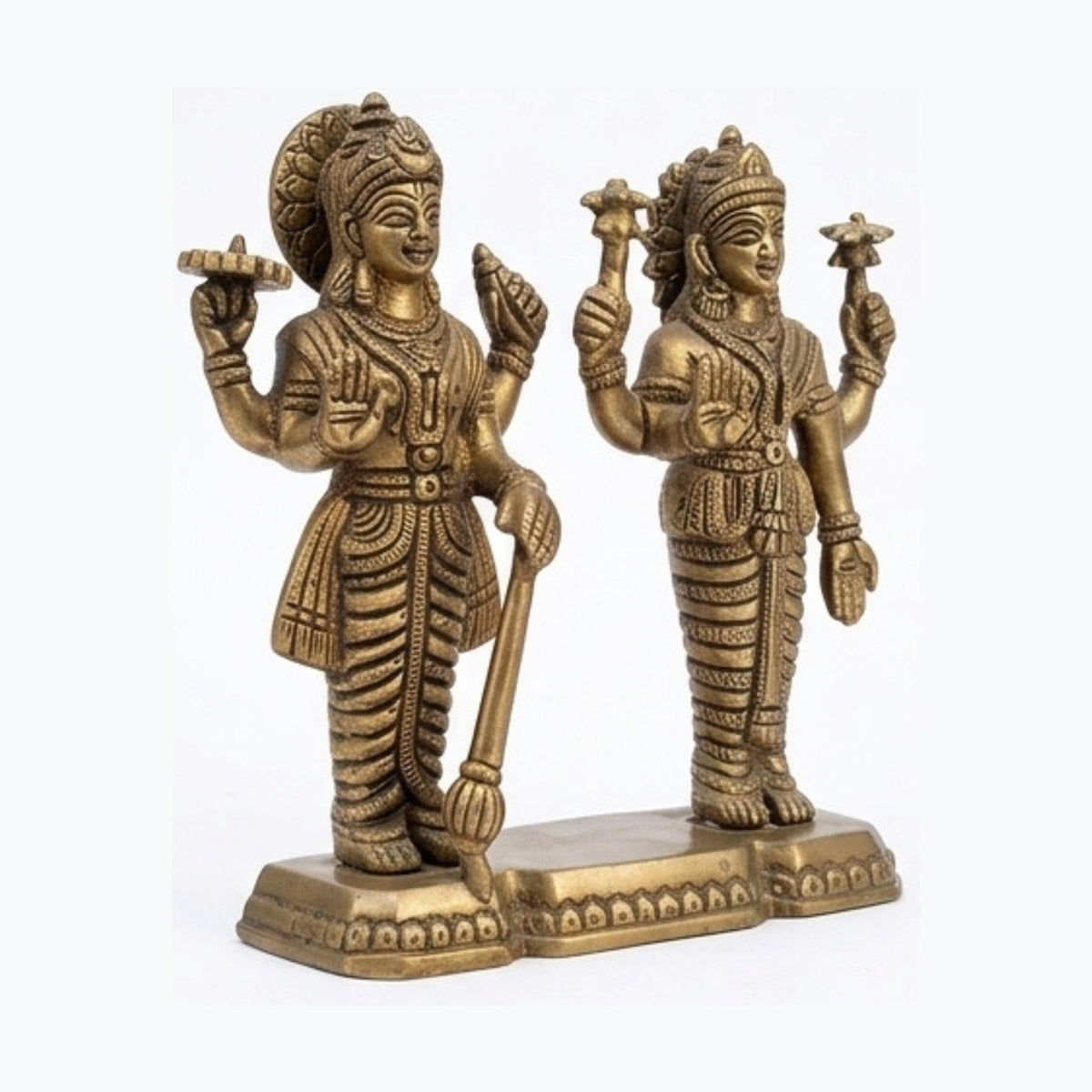 Premium Brass Lakshmi Narayana Idol (15.5 cm, 1.535 kg) – Handcrafted Lord Vishnu and Goddess Lakshmi Statue for Home Mandir, Pooja & Auspicious Gifting BR-17-A