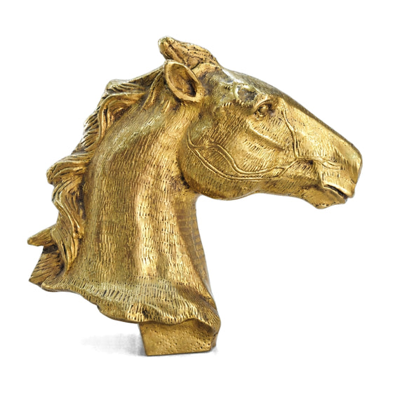 Handcrafted Golden Brass Horse Head Sculpture | Majestic Equine Bust Table Decor BR-137-A