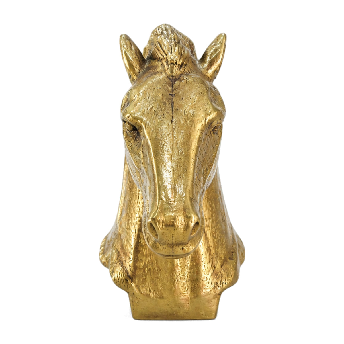 Handcrafted Golden Brass Horse Head Sculpture | Majestic Equine Bust Table Decor BR-137-A