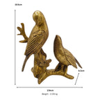 Handcrafted Brass Love Birds on Tree Branch Sculpture | Antique Golden Pair Figurine BR-138-A