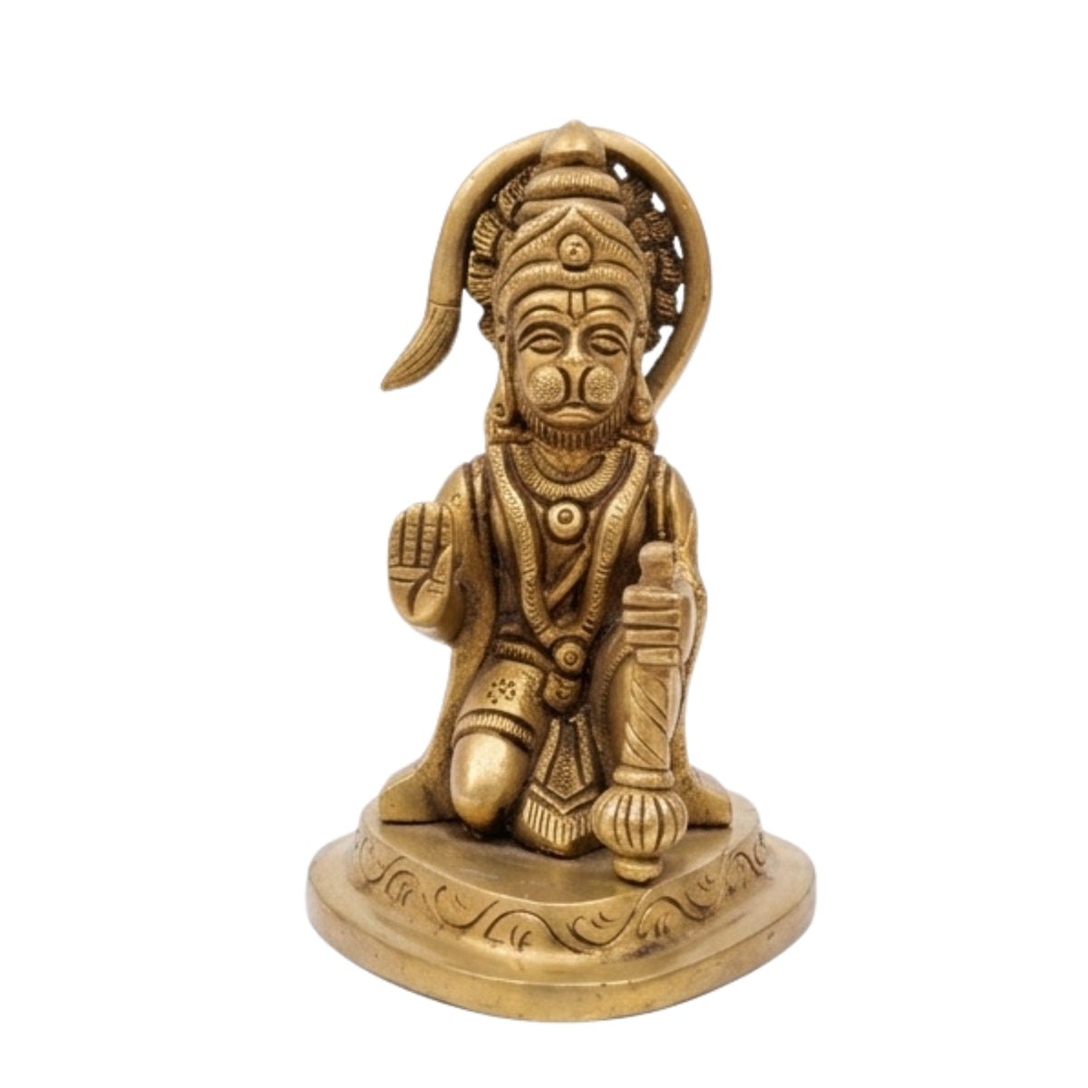 Handcrafted Brass Hanuman Idol | Ashirwad Mudra Bajrangbali Murti for Home Puja BR-379-A