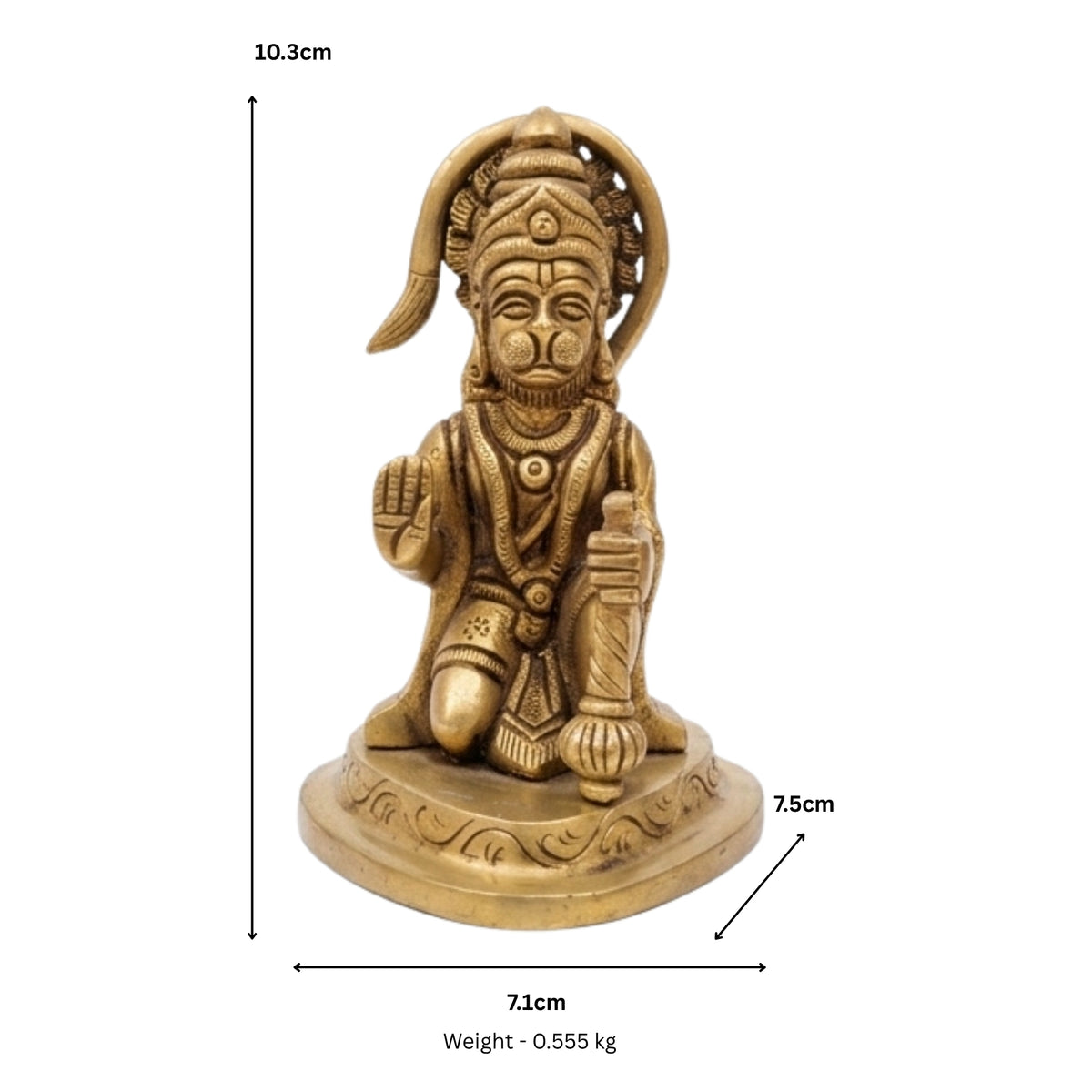 Handcrafted Brass Hanuman Idol | Ashirwad Mudra Bajrangbali Murti for Home Puja BR-379-A