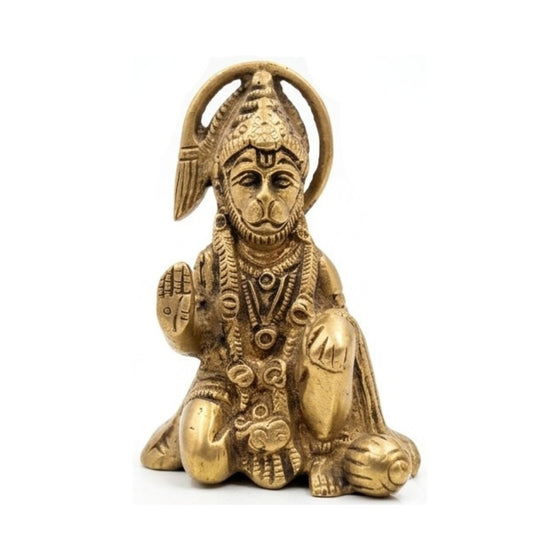 Handcrafted Pocket-Sized Brass Hanuman Idol | Blessing Bajrangbali Murti for Car Dashboard BR-369-A