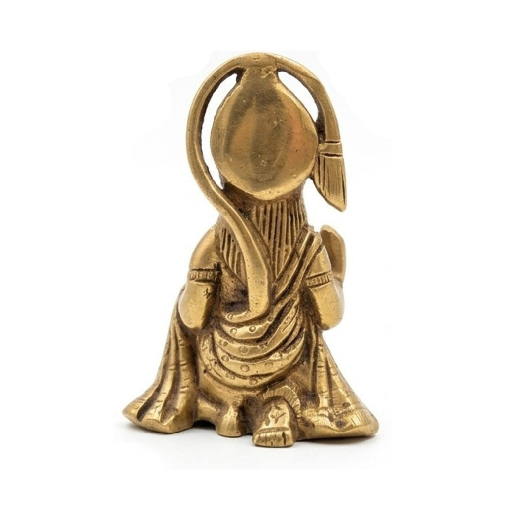 Handcrafted Pocket-Sized Brass Hanuman Idol | Blessing Bajrangbali Murti for Car Dashboard BR-369-A