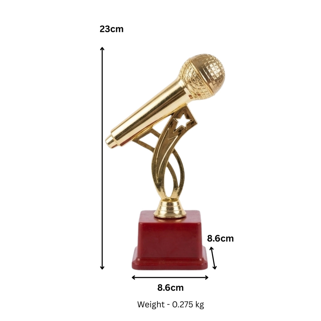 Premium Golden Microphone Fiber Memento – Music & Singing Trophy M-553-A