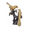 Handcrafted Dual-Tone Brass Lovebirds on Tree Branch Figurine – Traditional Two Birds Antique Home Decor & Tabletop Sculpture BR-139-A