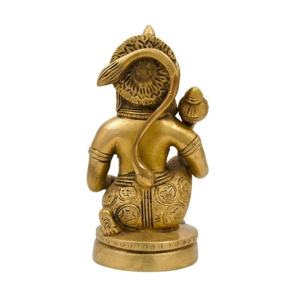 Handcrafted Solid Brass Hanuman Idol | Veera Bajrangbali Murti with Gada for Home Temple BR-366-A