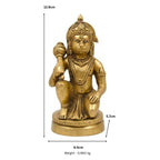 Handcrafted Solid Brass Hanuman Idol | Veera Bajrangbali Murti with Gada for Home Temple BR-366-A