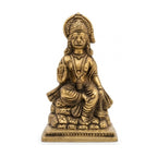 Handcrafted Brass Seated Hanuman Idol | Abhaya Mudra Bajrangbali Murti on Mountain Base BR-355-A
