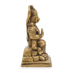 Handcrafted Brass Seated Hanuman Idol | Abhaya Mudra Bajrangbali Murti on Mountain Base BR-355-A