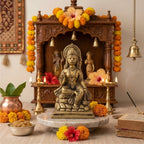 Handcrafted Brass Seated Hanuman Idol | Abhaya Mudra Bajrangbali Murti on Mountain Base BR-355-A