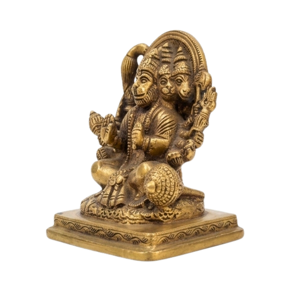 Handcrafted Brass Panchmukhi Hanuman Idol | 5-Faced Bajrangbali Murti for Home Temple BR-343-A