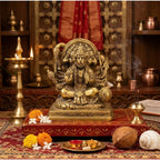 Handcrafted Brass Panchmukhi Hanuman Idol | 5-Faced Bajrangbali Murti for Home Temple BR-343-A