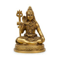 Handcrafted Brass Lord Shiva Idol | Seated Mahadev Murti with Trishul for Home Mandir BR-44-A