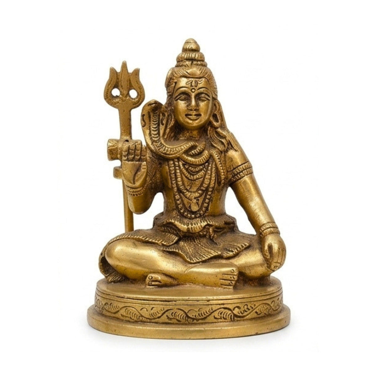 Handcrafted Brass Lord Shiva Idol | Seated Mahadev Murti with Trishul for Home Mandir BR-44-A