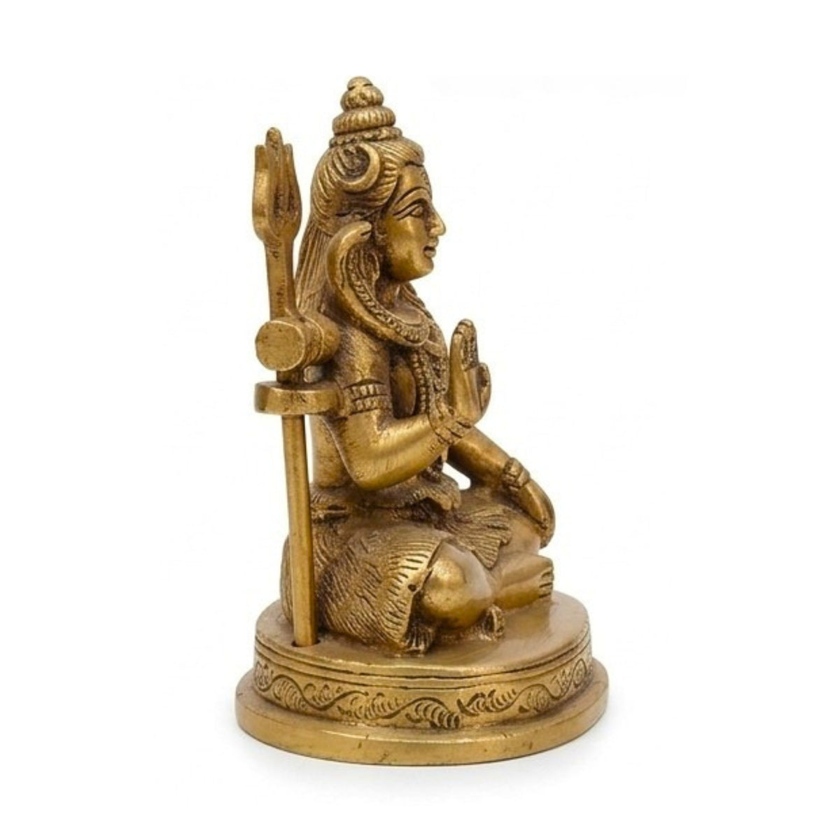 Handcrafted Brass Lord Shiva Idol | Seated Mahadev Murti with Trishul for Home Mandir BR-44-A