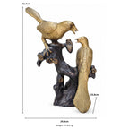 Handcrafted Dual-Tone Brass Lovebirds on Tree Branch Figurine – Traditional Two Birds Antique Home Decor & Tabletop Sculpture BR-139-A
