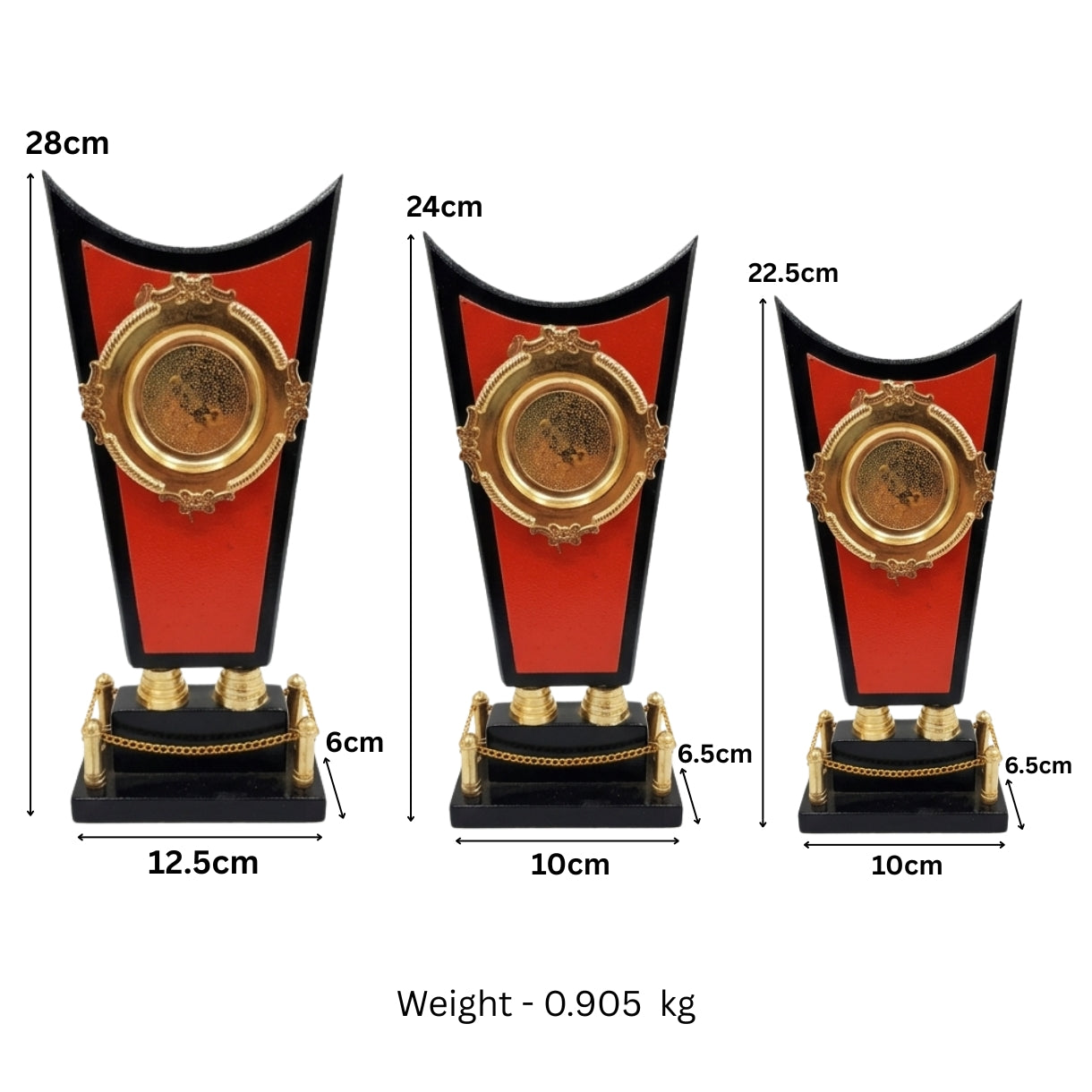 Elite Winged Matte Black & Crimson Recognition Trophy M-3