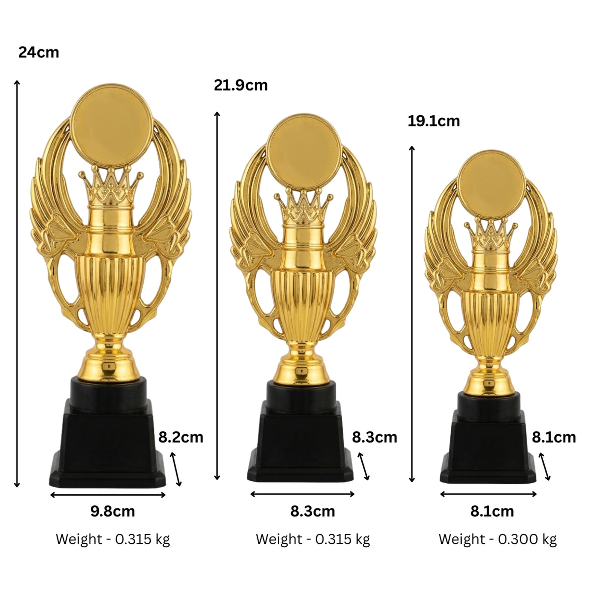 Premium Golden Winged Crown Fiber Memento Award M-657