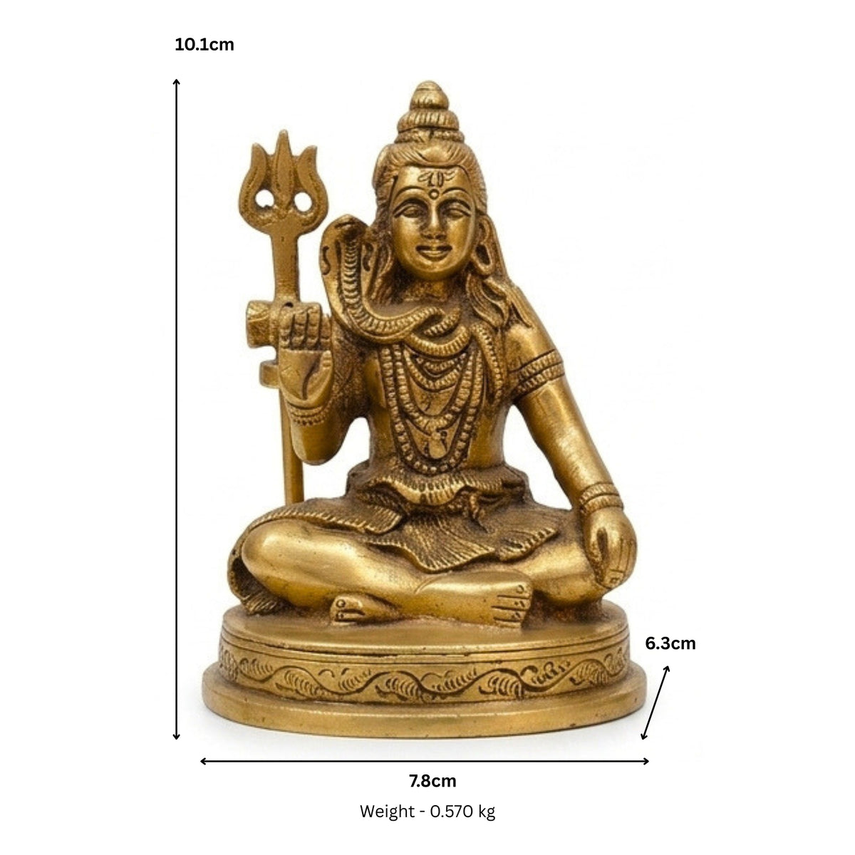 Handcrafted Brass Lord Shiva Idol | Seated Mahadev Murti with Trishul for Home Mandir BR-44-A