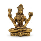 Handcrafted Pocket Brass Shiva Idol | Mini Meditating Mahadev Murti with Trishul on Tiger Skin Base BR-346-A