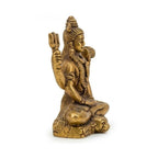 Handcrafted Pocket Brass Shiva Idol | Mini Meditating Mahadev Murti with Trishul on Tiger Skin Base BR-346-A