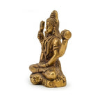 Handcrafted Pocket Brass Shiva Idol | Mini Meditating Mahadev Murti with Trishul on Tiger Skin Base BR-346-A