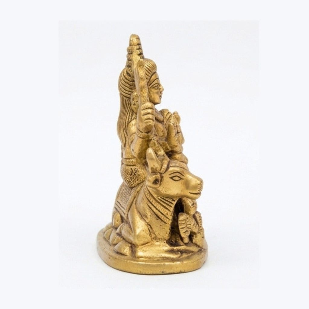 Handcrafted Brass Shiva Parvati Family Idol | Mini Shiv Parivar Murti with Baby Ganesha and Nandi BR-354-A