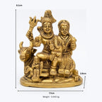 Handcrafted Brass Shiva Parvati Family Idol | Mini Shiv Parivar Murti with Baby Ganesha and Nandi BR-354-A