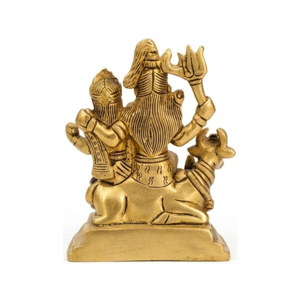 Handcrafted Brass Shiv Parivar Idol | Shiva Parvati Family Murti with Ganesha, Kartikeya, and Nandi BR-404-A