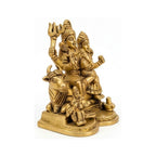 Handcrafted Brass Shiv Parivar Idol | Shiva Parvati Family Murti with Ganesha, Kartikeya, and Nandi BR-404-A