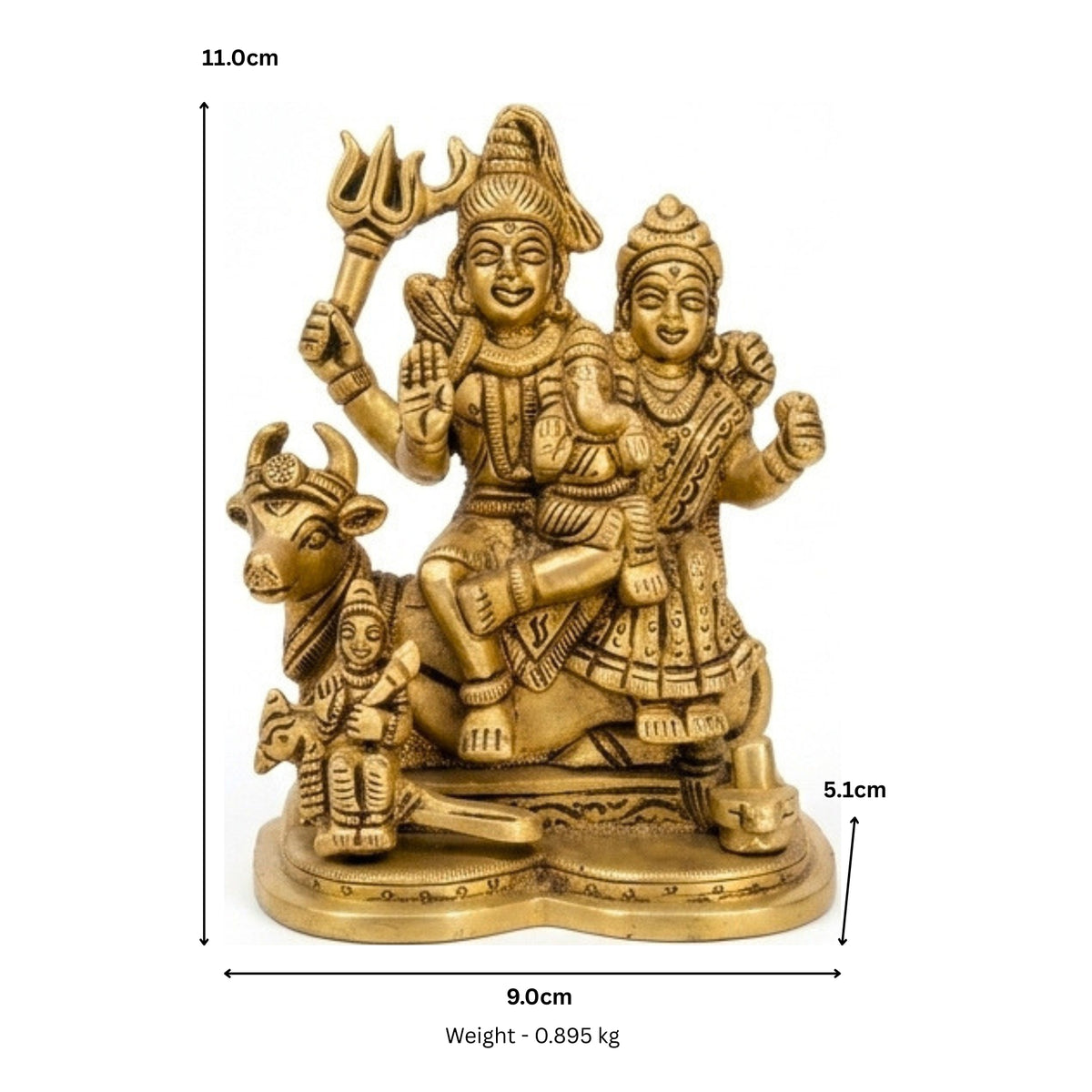 Handcrafted Brass Shiv Parivar Idol | Shiva Parvati Family Murti with Ganesha, Kartikeya, and Nandi BR-404-A