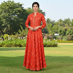 CraftEarth Stylish Red Anarkali Gown for women K-D167