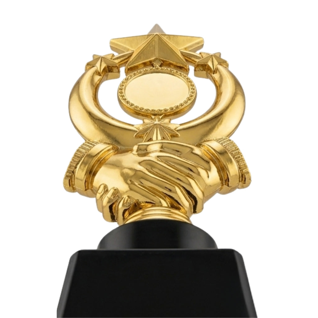 Premium Golden Handshake Excellence Award Trophy (Fiber Memento) M-655