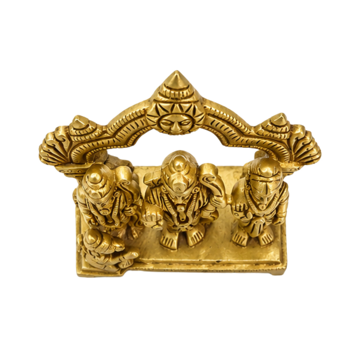 Handcrafted Brass Ram Darbar Idol (9.8 cm) – Lord Rama, Sita, Lakshman, and Hanuman Murti for Home Temple & Gifting BR-382-A