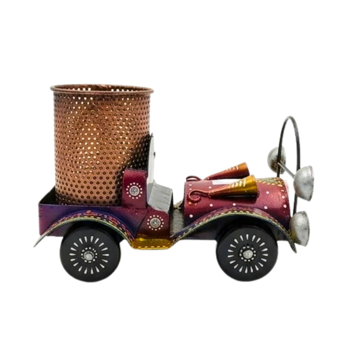 Handcrafted Vintage Car Metal Pen Stand & Desk Organizer