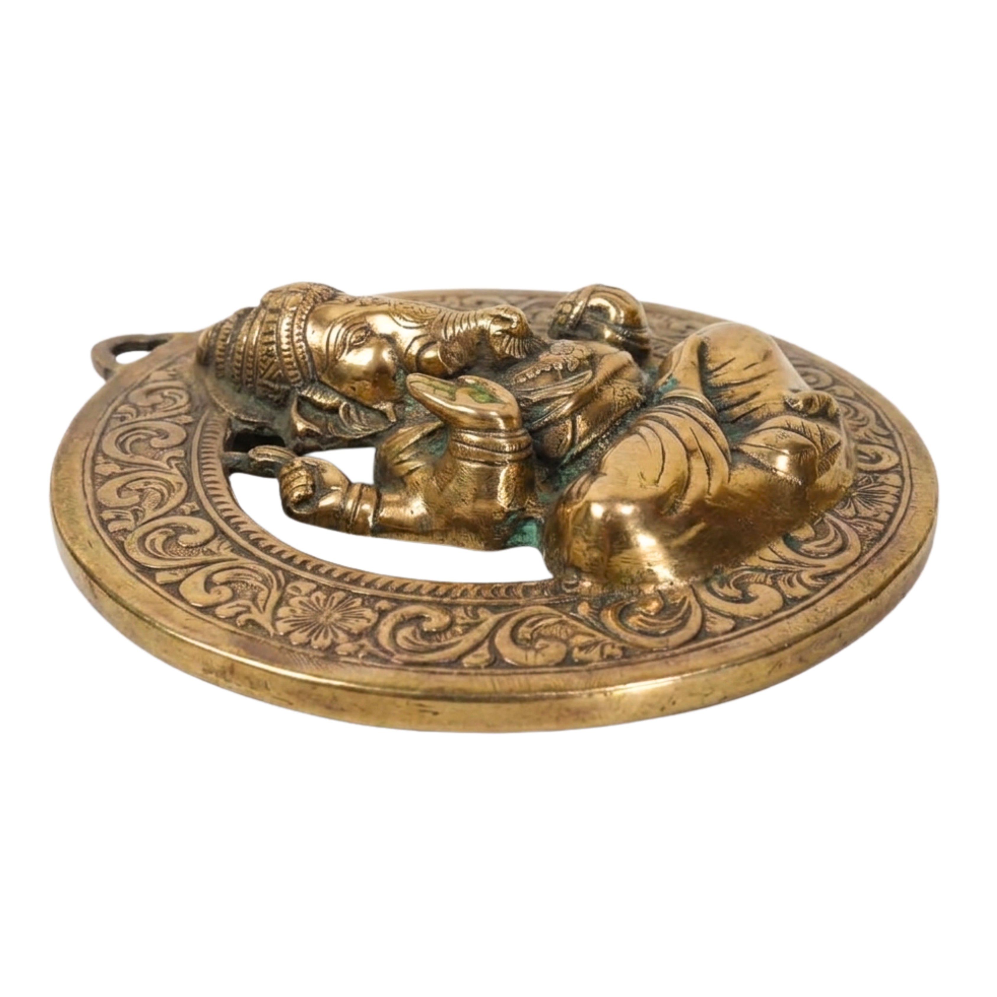 Antique Lord Ganesha Wall Hanging on Peepal Leaf G-2-A