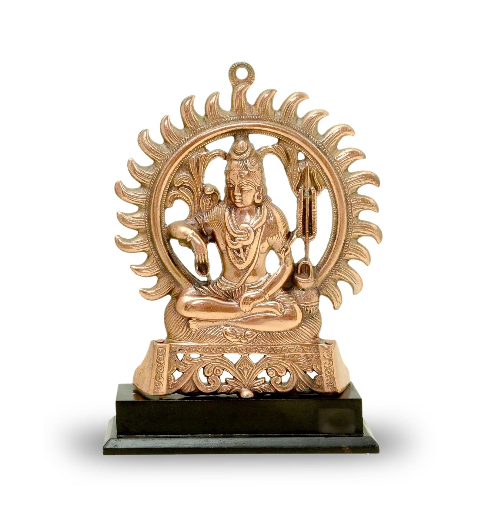 craftearth-black-metal-shankar-plate-with-wooden-stand-1-min