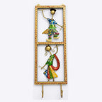 Handcrafted Metal Rajasthani Couple Wall Hook | Handpainted Traditional Dandiya Folk Dancers Key Holder and Hanger for Home Decor I-316-A